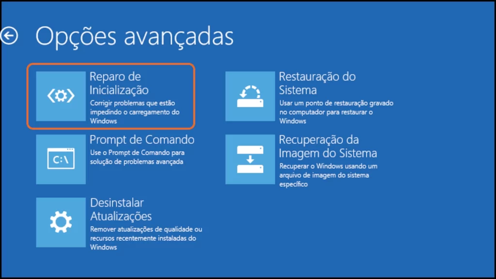 Reparo de inicialização no Windows