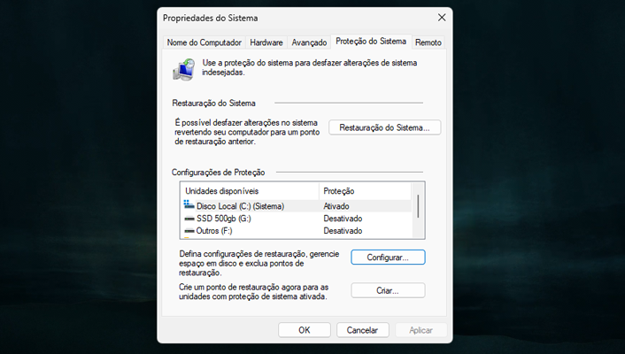 Criando um Ponto de Restauração no Windows 11